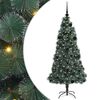 vidaXL Brad artificial pre-iluminat de Crăciun cu set de bile Verde