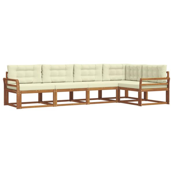 vidaXL Set de canapele de exterior cu pernă 5 pcs Natural și Crem