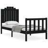 vidaXL Cadru de pat cu tăblie Small Single, negru, lemn masiv