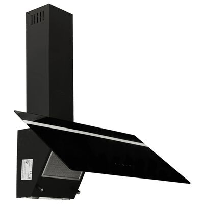 vidaXL Hotă de perete, negru, 90 cm, oțel și sticlă securizată