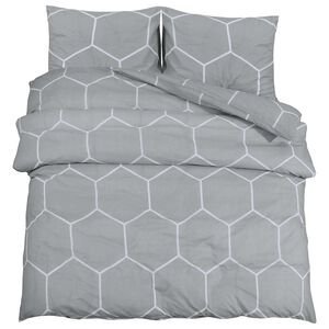 vidaXL Set cu husă de pilotă, gri și alb, 155x220 cm, bumbac
