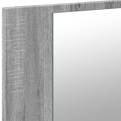 vidaXL Dulap de baie cu oglindă și LED gri sonoma, 90x12x45 cm, acril