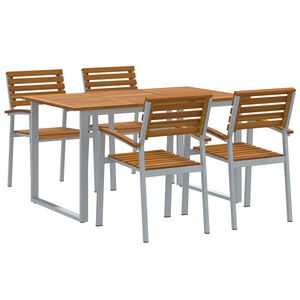 vidaXL Set de masă pentru grădină 5 pcs Gri Lemn Solid de Acacia