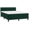 vidaXL Pat box spring cu saltea, verde &icirc;nchis, 140x200 cm, catifea