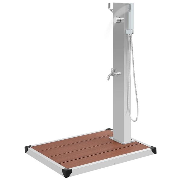 vidaXL Duș de exterior cu cădiță, WPC și oțel inoxidabil