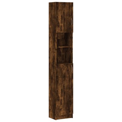 vidaXL Dulap de baie, stejar fumuriu, 32x25,5x190 cm, lemn prelucrat