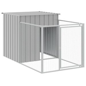 vidaXL Cușcă pentru c&acirc;ini cu &icirc;mprejmuire gri deschis 110x201x110 cm oțel galvanizat