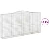 vidaXL Coșuri gabion arcuite, 15 buc 400x50x200/220cm, fier galvanizat