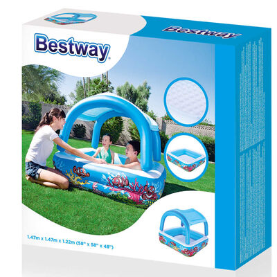 Bestway Piscină de joacă & baldachin, albastru, 140x140x114 cm, 52192