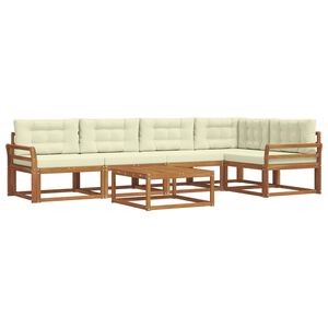 vidaXL Set de canapele de exterior cu pernă 6 pcs Natural și Crem