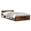 vidaXL Cadru de pat cu depozitare cu sertar Stejar fumuriu 80 x 200 cm