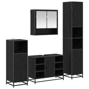 vidaXL Set de mobilier pentru baie 4 pcs Stejar Negru Lemn compozit