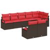 vidaXL Set de canapele pentru grădină 8 pcs Maro și roșu poliratan