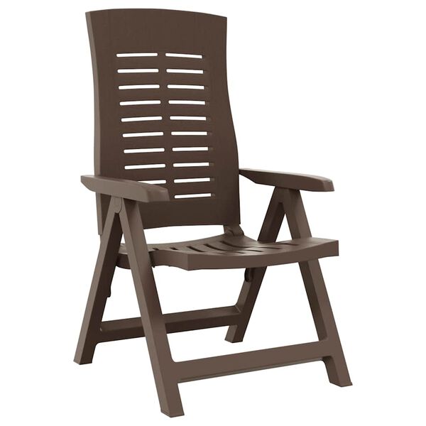 vidaXL Scaune de grădină rabatabile, 2 buc., cafeniu, plastic