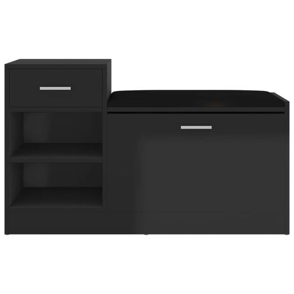 vidaXL Bancă pantofar negru extralucios, 94,5x31x57 cm, lemn prelucrat