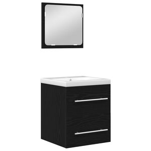vidaXL Set de mobilier pentru baie 2 pcs Stejar Negru Lemn compozit