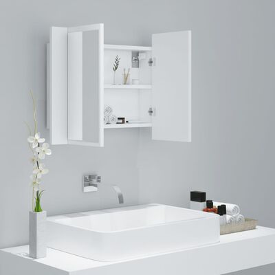 vidaXL Dulap de baie cu oglindă și LED, alb, 60x12x45 cm