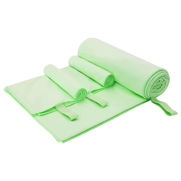 vidaXL Set de Prosoape Sport 3 pcs Verde Poliester și poliamidă