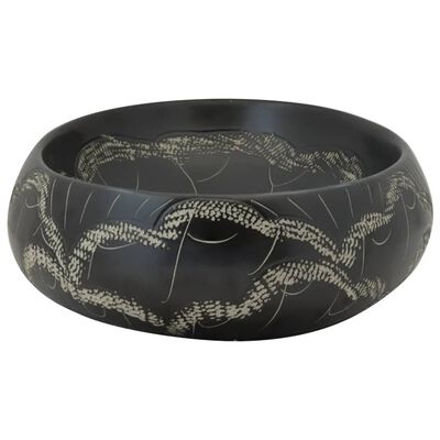 vidaXL Lavoar de blat, negru, 59x40x15 cm, ceramică, oval