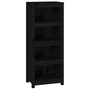 vidaXL Bibliotecă, negru, 50x35x125,5 cm, lemn masiv de pin