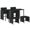 vidaXL Set mobilier de grădină cu perne, 5 piese, negru, poliratan