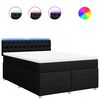 vidaXL Pat box spring cu saltea, negru, 140x190 cm, textil