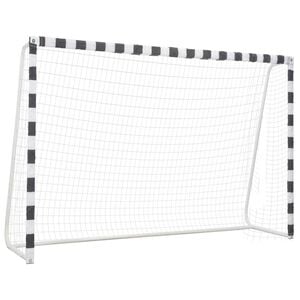 vidaXL Poartă de fotbal, negru și alb, 300 x 200 x 90 cm, metal