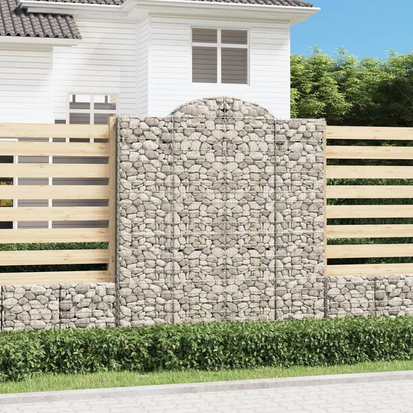 vidaXL Coșuri gabion arcuite, 2 buc, 200x50x220/240cm, fier galvanizat