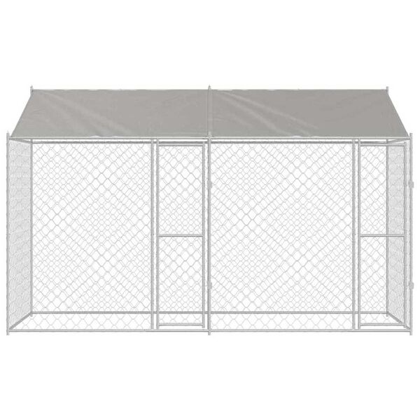 vidaXL Cușcă pentru câine Argintiu 400 x 200 x 256 cm Oțel Galvanizat