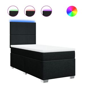 vidaXL Pat box spring cu saltea, negru, 80x200 cm, textil