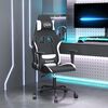 vidaXL Scaun de gaming cu masaj, negru și alb, material textil