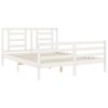 vidaXL Cadru de pat cu tăblie, alb, 160x200 cm, lemn masiv