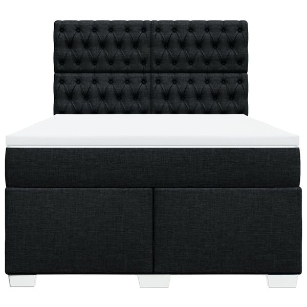 vidaXL Pat box spring cu saltea, negru, 140x190 cm, textil