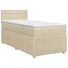 vidaXL Pat boxspring cu saltea cu headboard Crem 100 x 200 cm Țesătură
