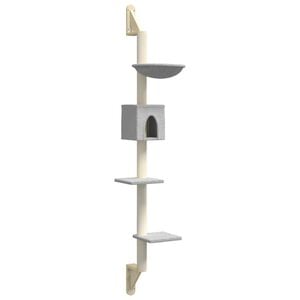 vidaXL Ansamblu pisici perete cu st&acirc;lp zg&acirc;riere, gri deschis, 187 cm
