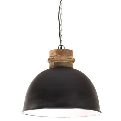 vidaXL Lampă suspendată industrială 25 W negru 50 cm mango E27 rotund