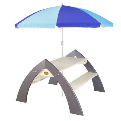 AXI Masă picnic pentru copii "Kylo" cu umbrela de soare XL, alb și gri