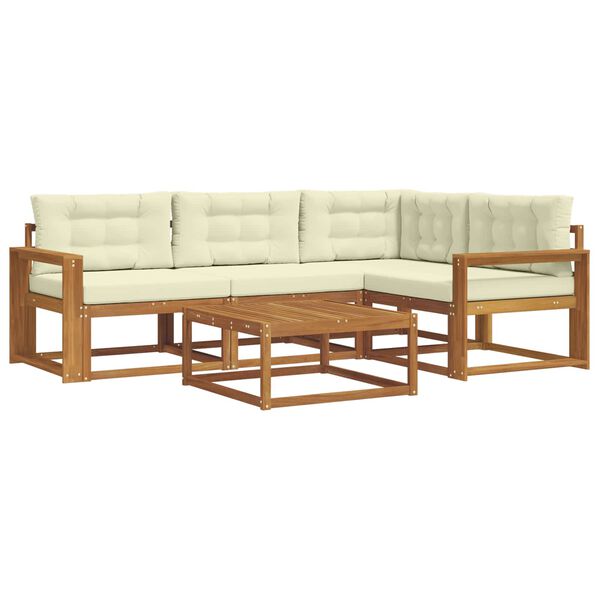 vidaXL Set de canapele de exterior cu pernă 5 pcs Natural și Crem