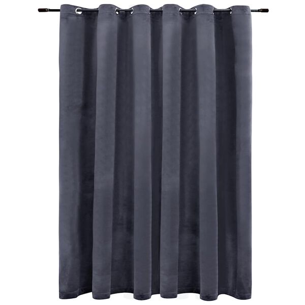 vidaXL Draperie opacă cu inele metalice, antracit, 290x245 cm, catifea