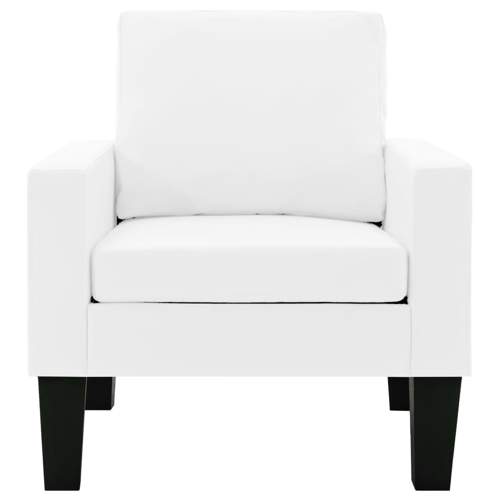 vidaXL Set canapea, 3 piese, alb, piele ecologică