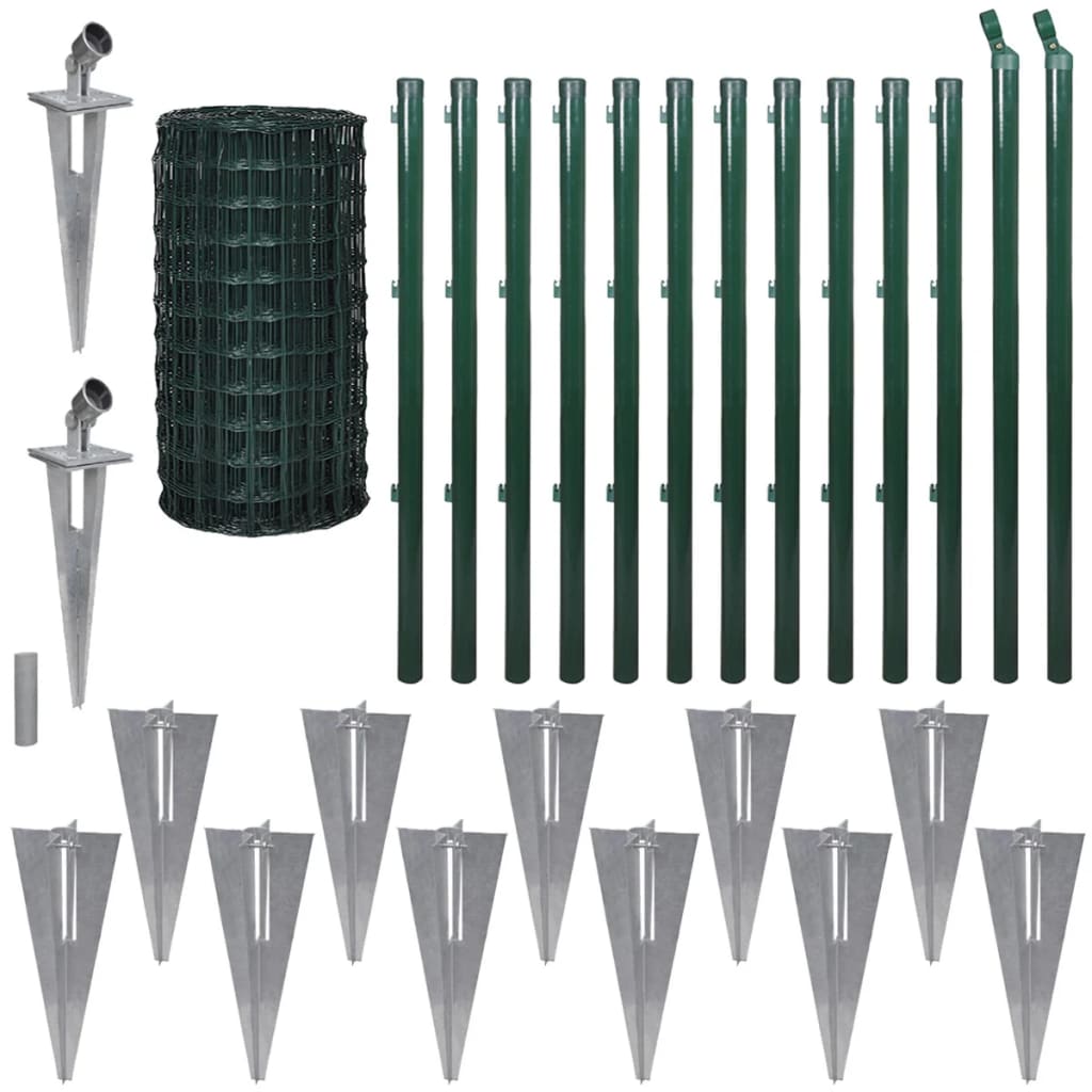 vidaXL Euro gard, verde, 25 x 1,7 m, oțel
