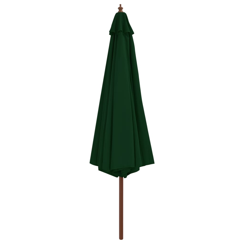 vidaXL Umbrelă de soare de exterior, stâlp din lemn, verde, 350 cm