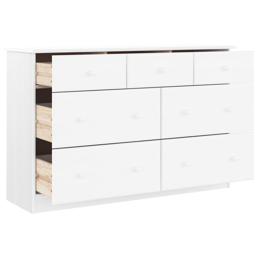 vidaXL Comodă cu sertare ALTA, alb, 112x35x73 cm, lemn masiv de pin