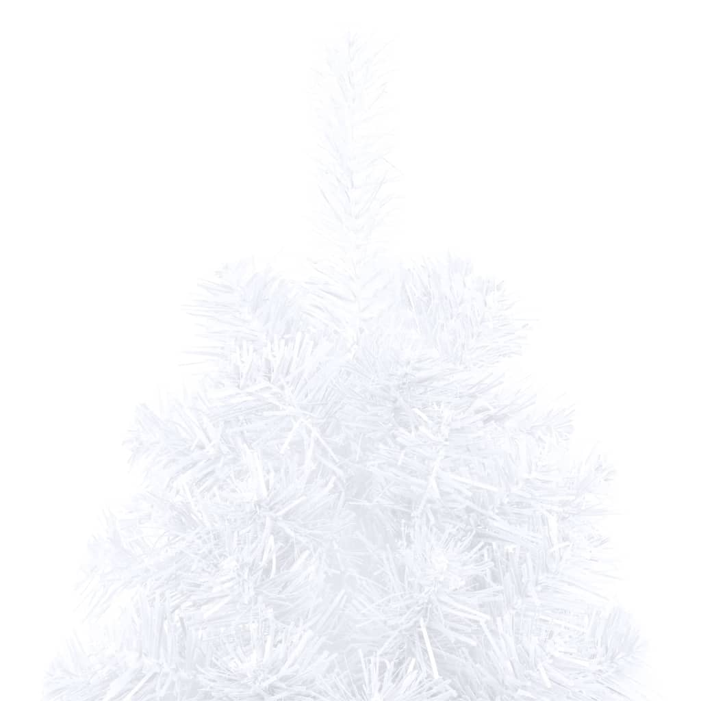 vidaXL Jumătate brad Crăciun pre-iluminat cu set globuri, alb, 240 cm