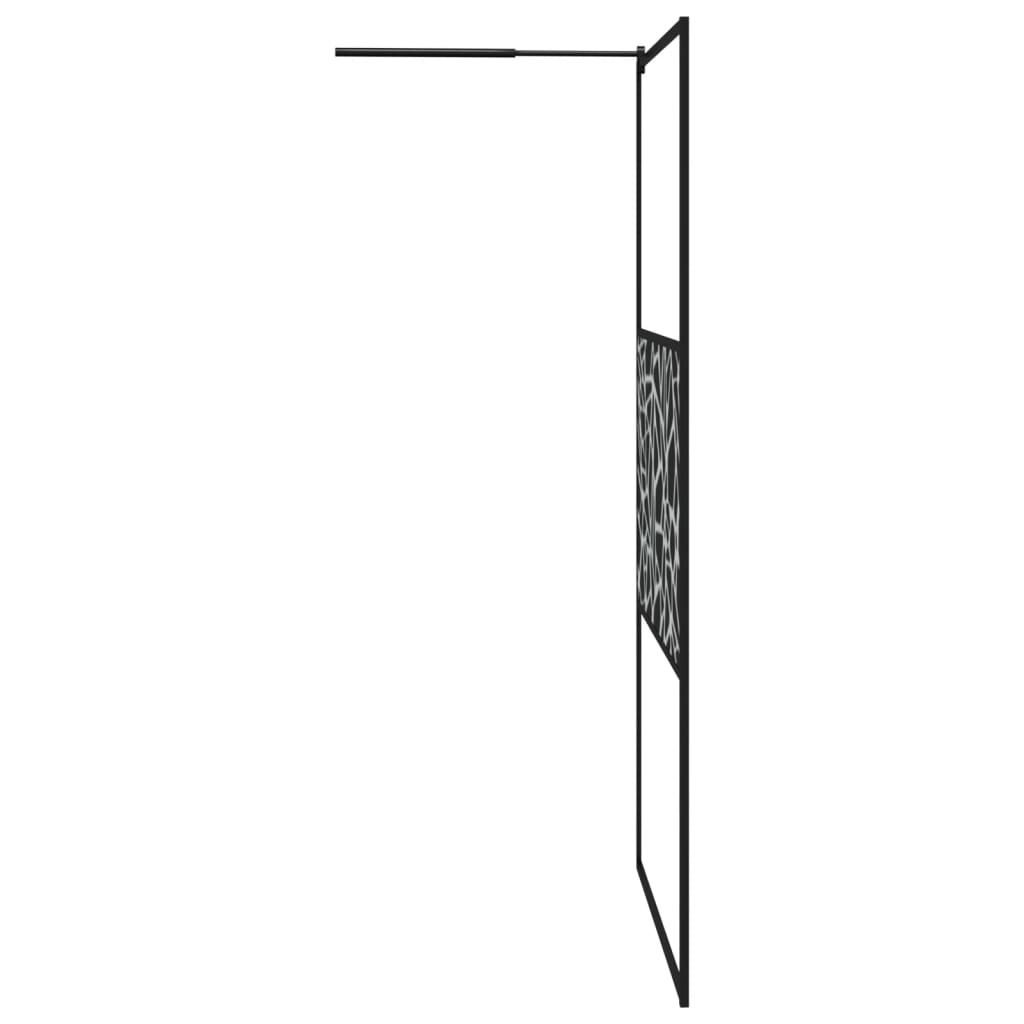 vidaXL Paravan de duș walk-in negru 115x195 cm sticlă ESG model piatră