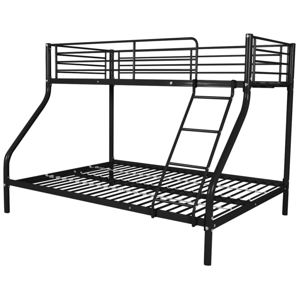 vidaXL Cadru pat supraetajat copii, negru, 140x200/90x200 cm, metal