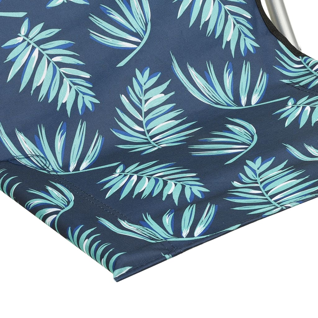 vidaXL Scaune plajă pliante, 2 buc., imprimeu frunze, material textil