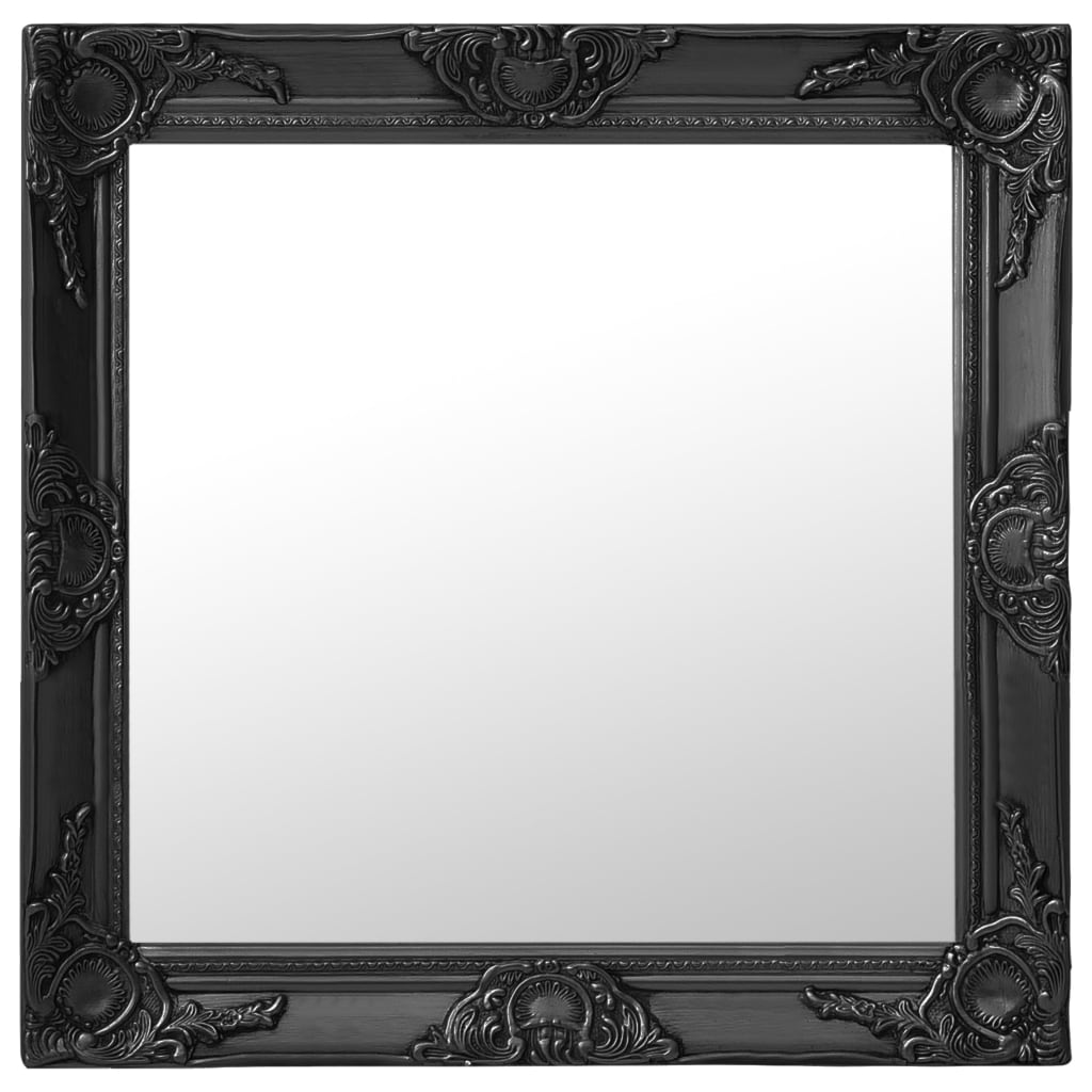 vidaXL Oglindă de perete în stil baroc, negru, 60 x 60 cm