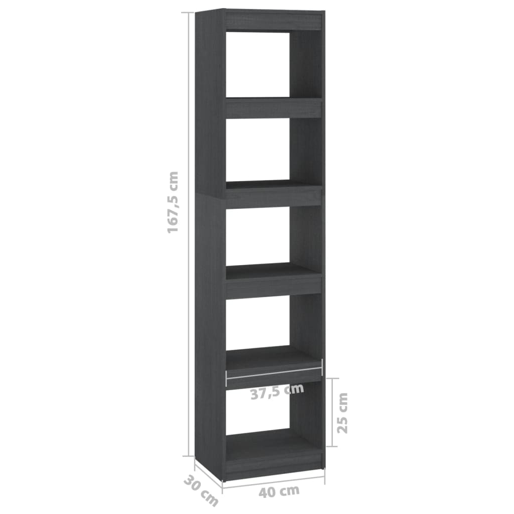 vidaXL Bibliotecă/Separator cameră, gri, 40x30x167,5 cm lemn masiv pin