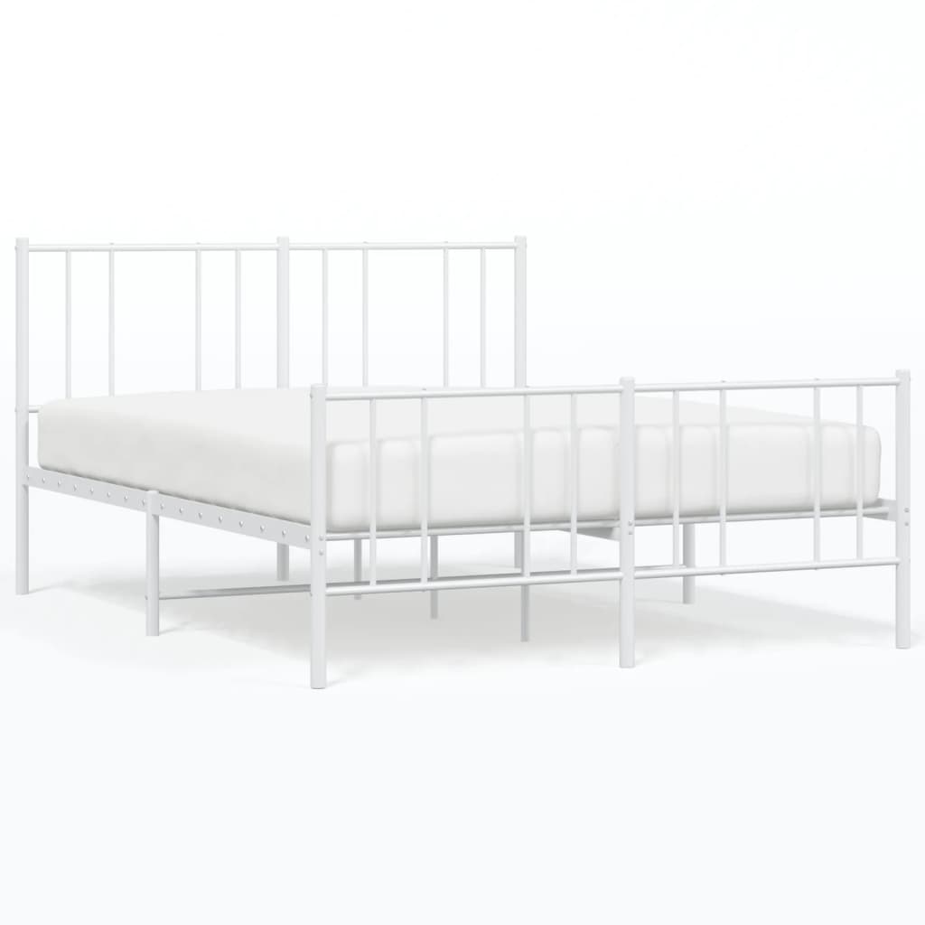 vidaXL Cadru de pat metalic cu tăblie, alb, 120x200 cm